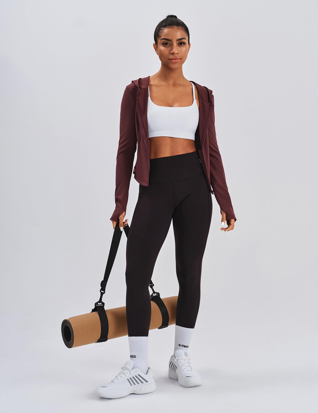 K-Swiss Sports Bras for Women - Light Impact Unadjustable Scoop Neck Thin Strappy Wireless Padded Yoga Workout Gym Tops - Image 3