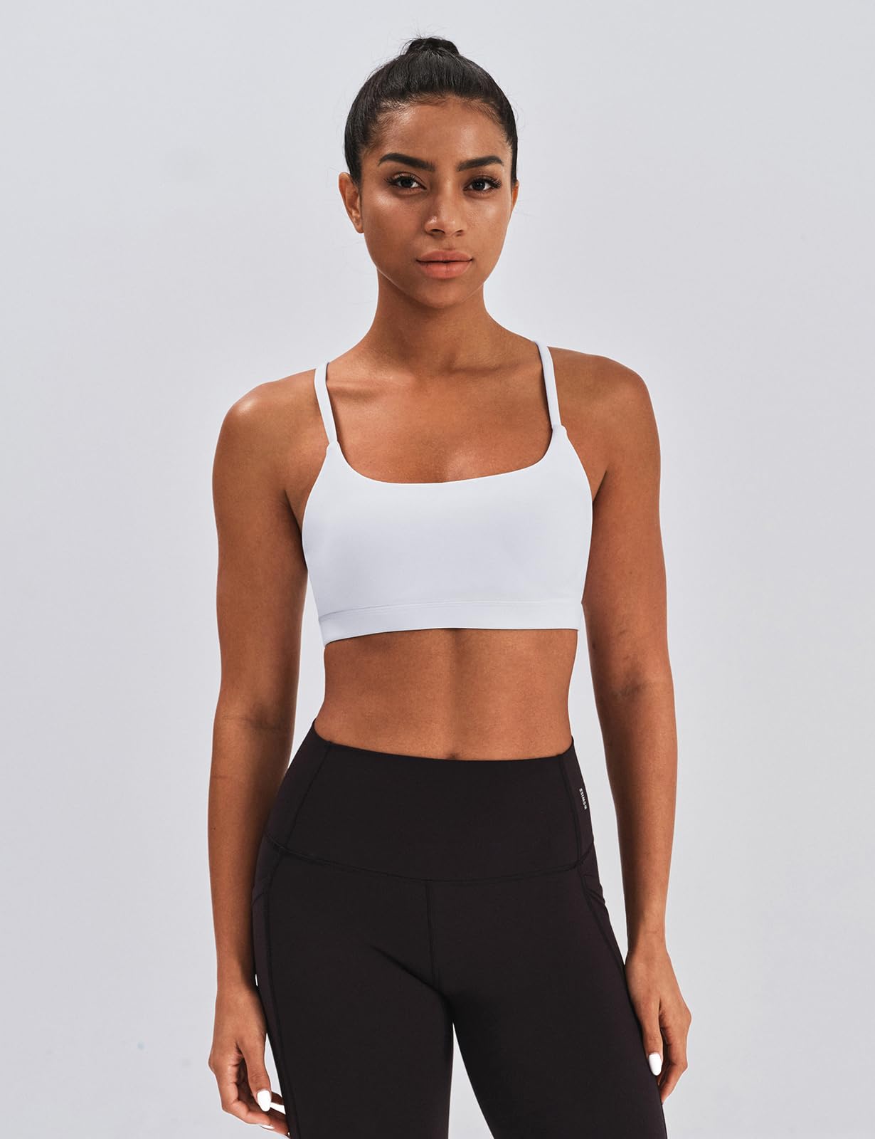 K-Swiss Sports Bras for Women - Light Impact Unadjustable Scoop Neck Thin Strappy Wireless Padded Yoga Workout Gym Tops - Image 6
