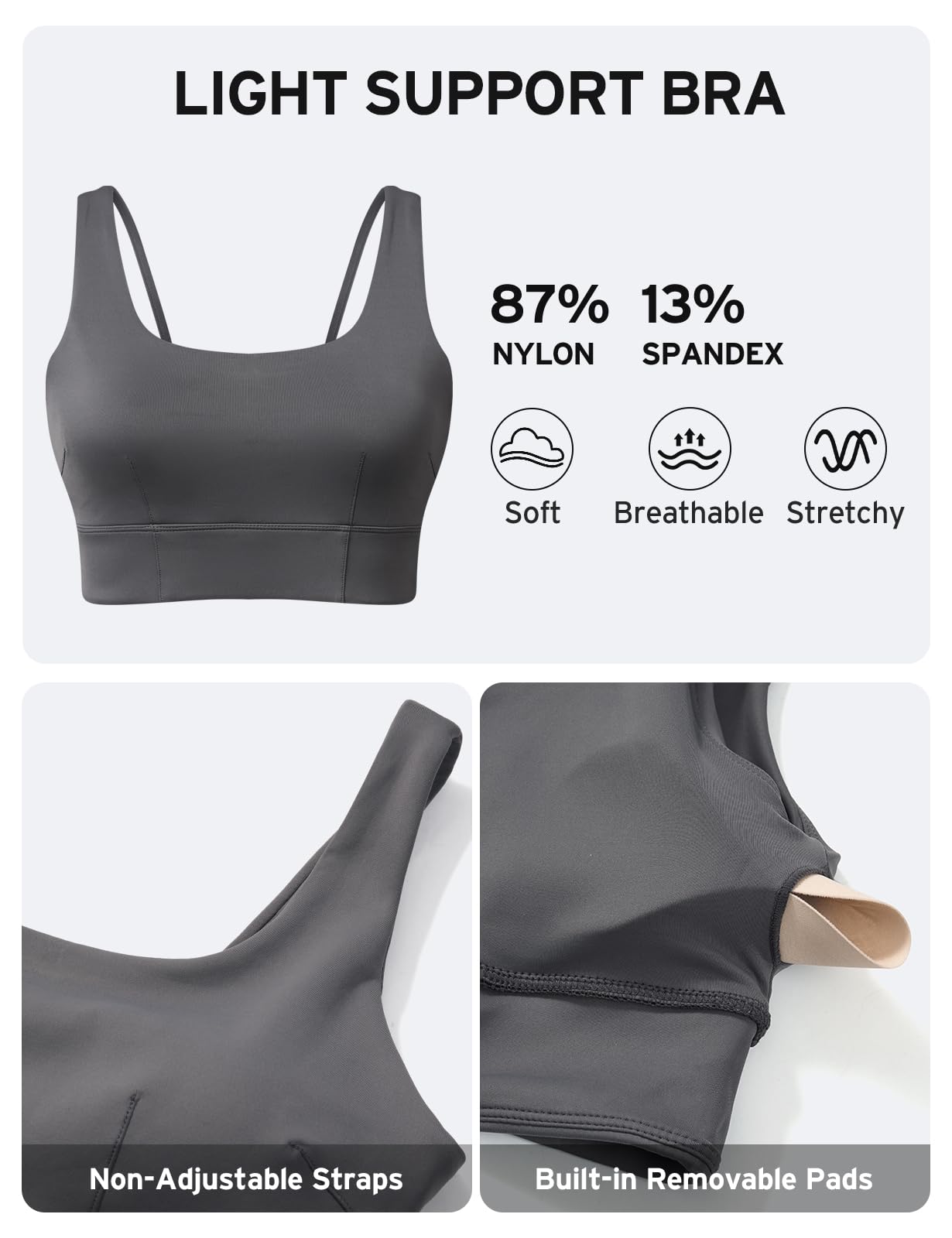 K-Swiss Sports Bras for Women - Scoop Neck Padded Strappy Sports Bras Light Support Graphene Fiber Workout Yoga Gym Tops - Image 4