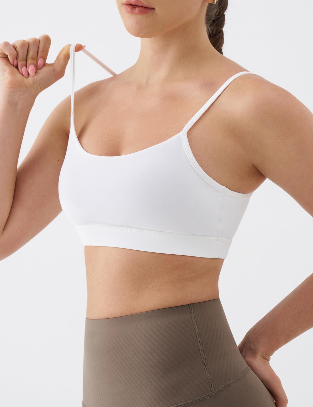 K-Swiss Sports Bras for Women - Thin Straps U Back Light Impact Strappy Wireless Padded Yoga Workout Gym Tops - Image 4