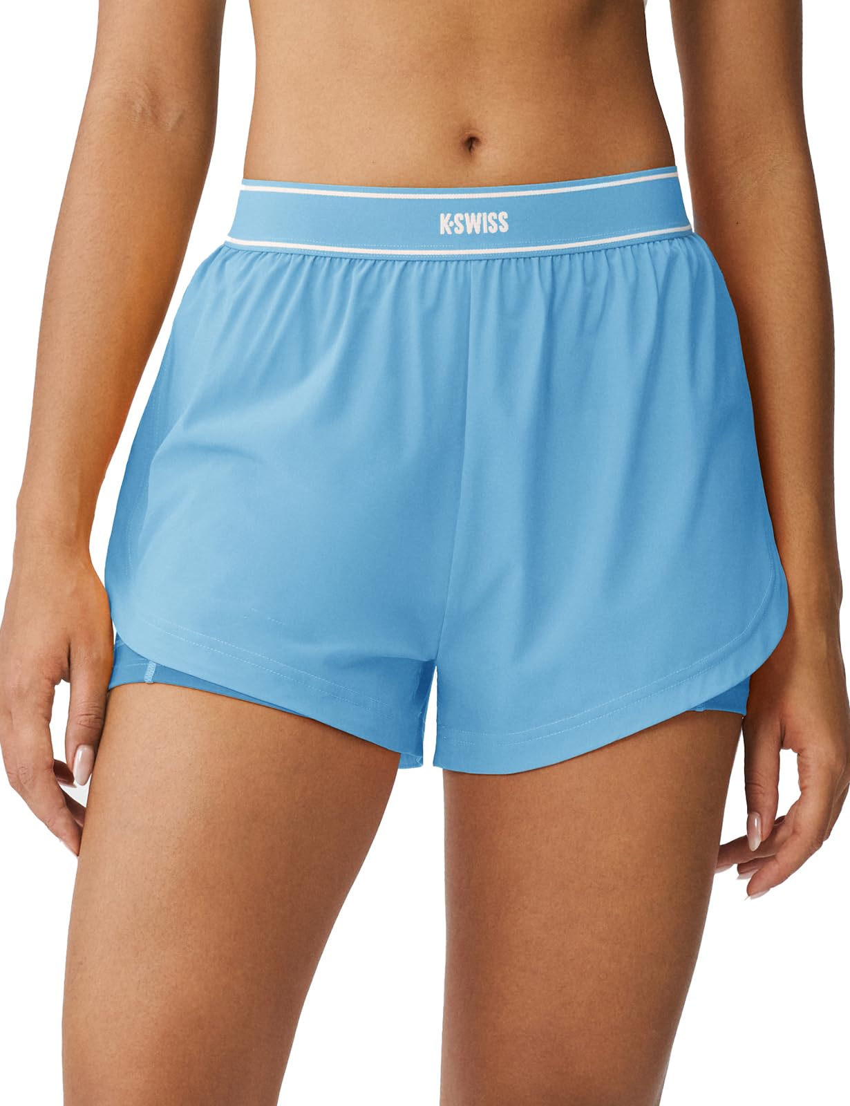 K-Swiss Women's 2 in 1 Athletic Running Shorts with Liner Pockets for Gym Workout Tennis