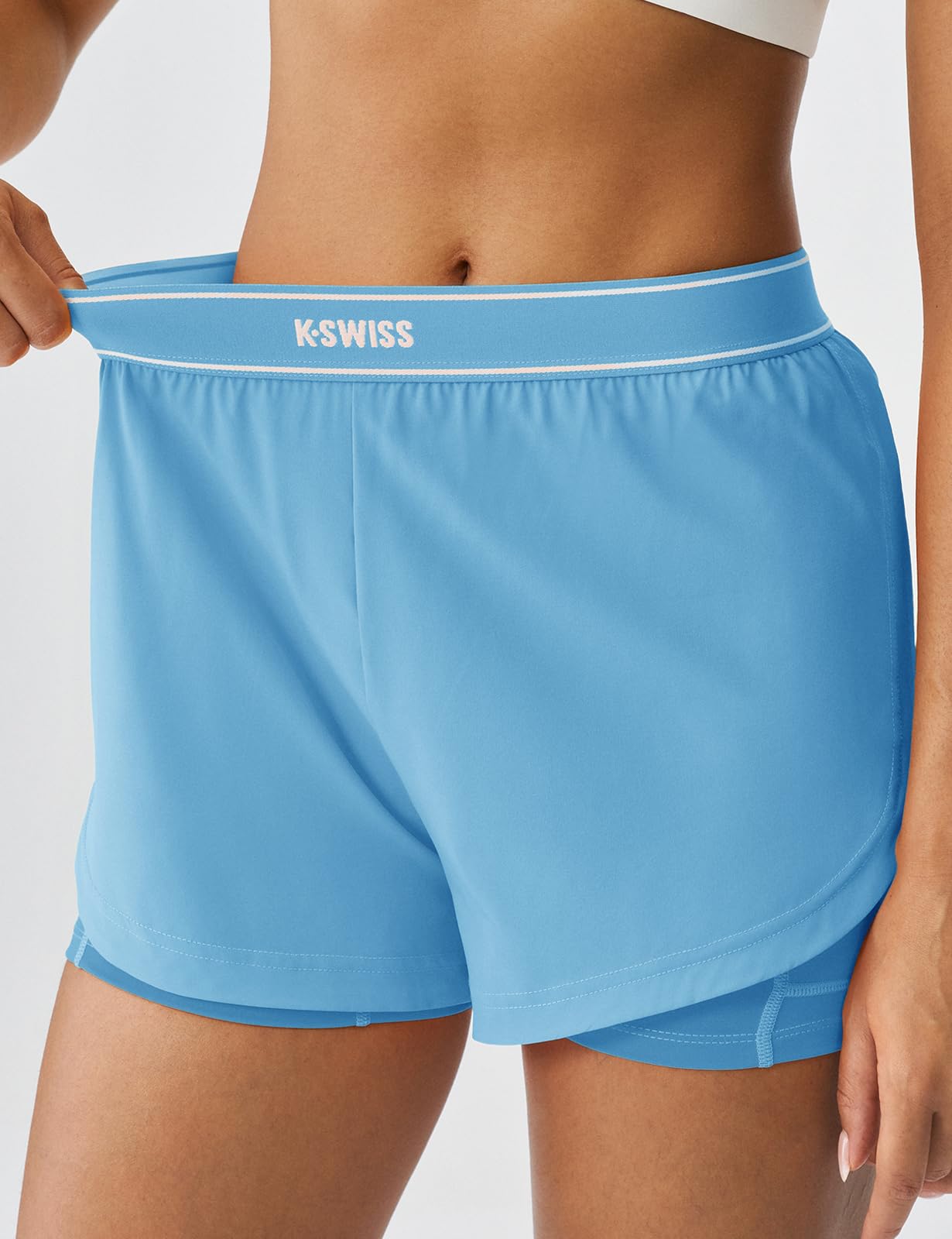 K-Swiss Women's 2 in 1 Athletic Running Shorts with Liner Pockets for Gym Workout Tennis - Image 5