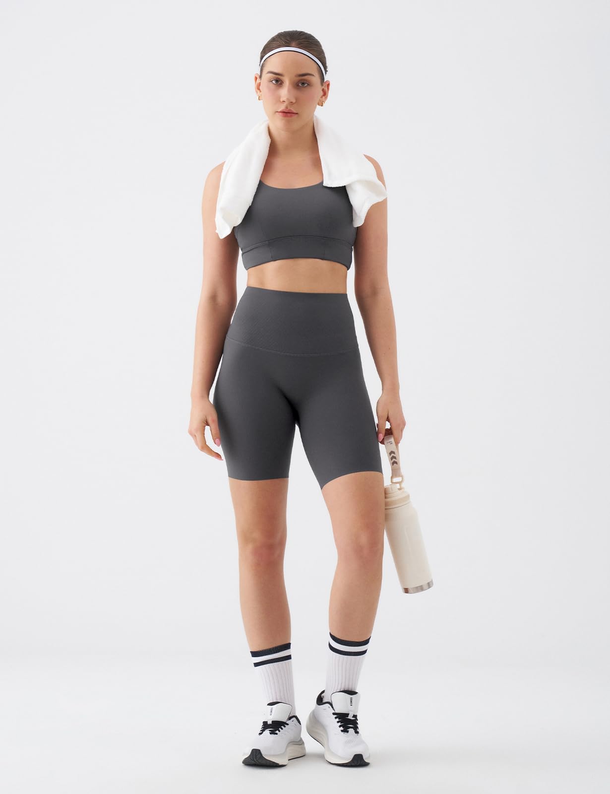 K-Swiss Women's 8" Biker Shorts - No Front Seam Compression Stretchy High Waist Workout Gym Running Shorts - Image 3