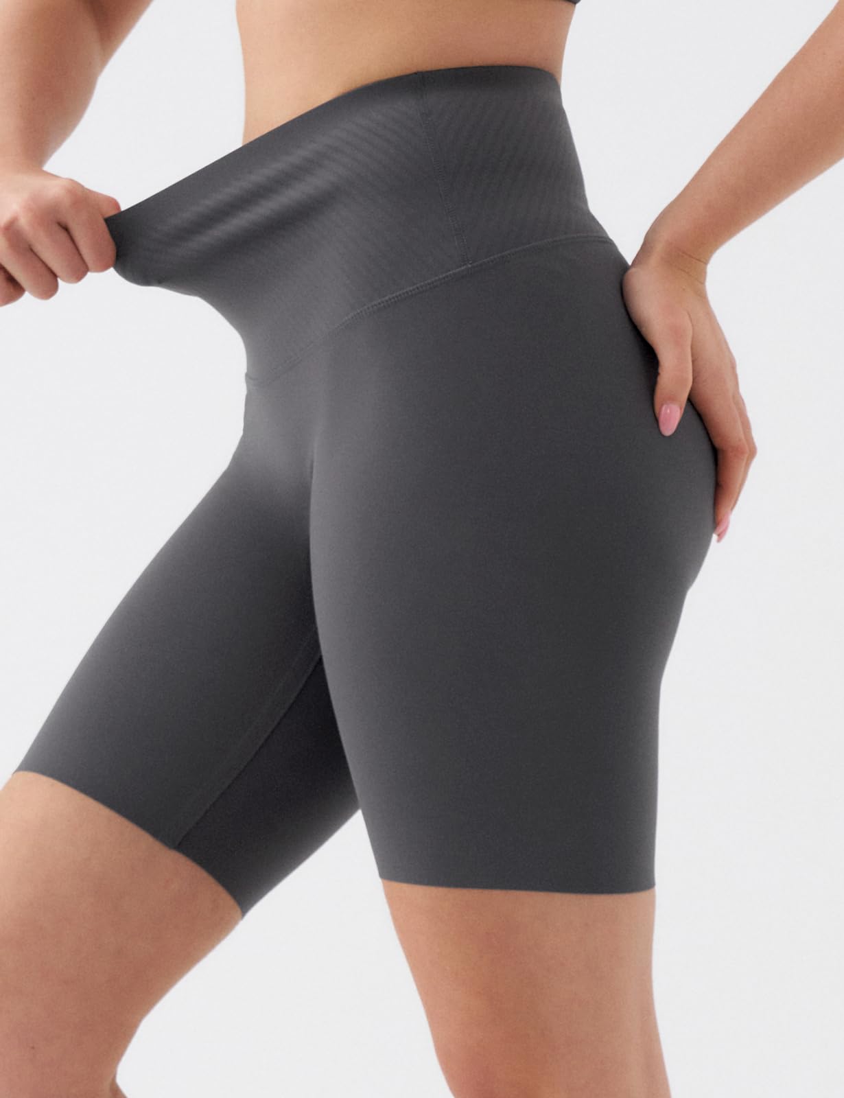 K-Swiss Women's 8" Biker Shorts - No Front Seam Compression Stretchy High Waist Workout Gym Running Shorts - Image 4
