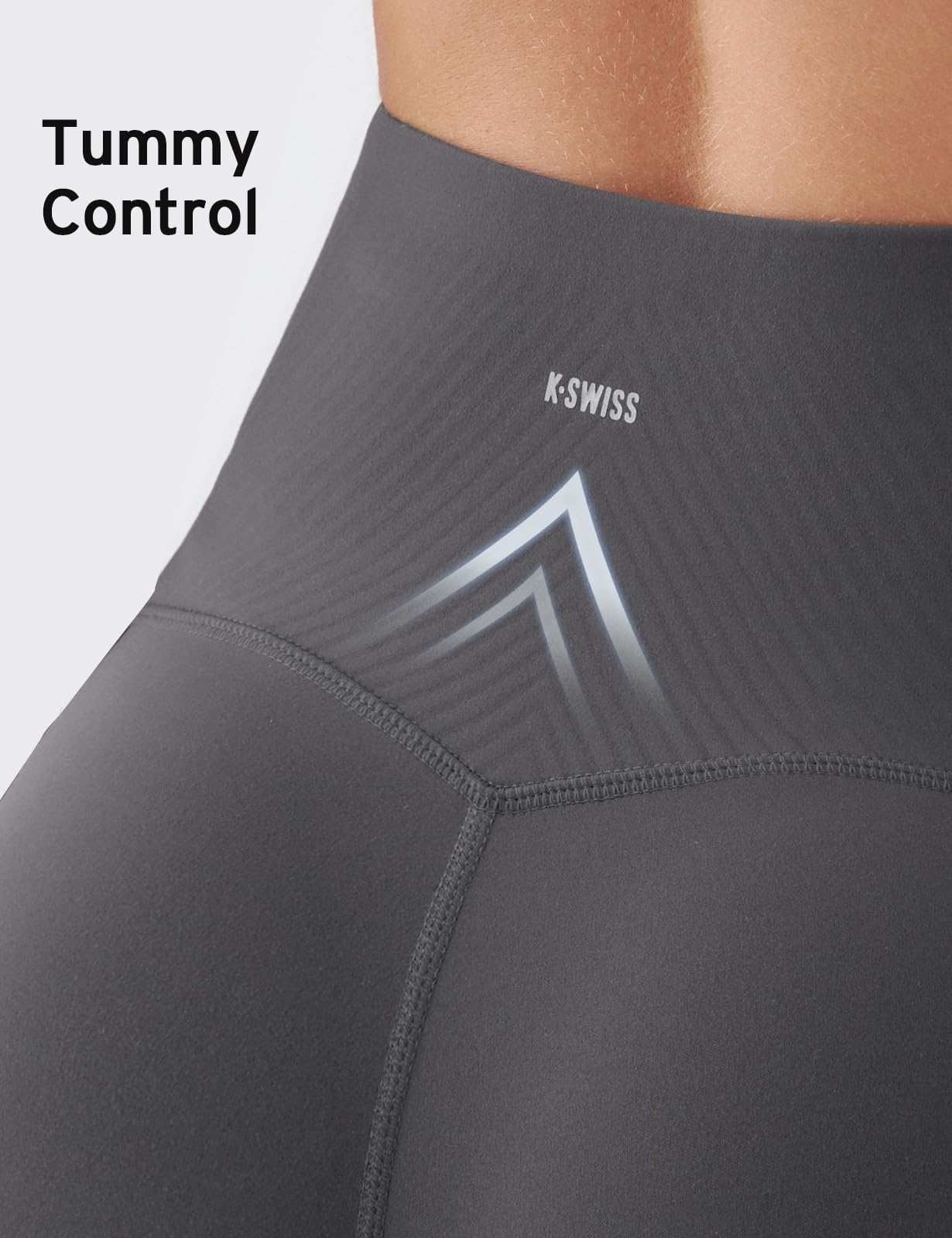 K-Swiss Women's 8" Biker Shorts - No Front Seam Compression Stretchy High Waist Workout Gym Running Shorts - Image 5