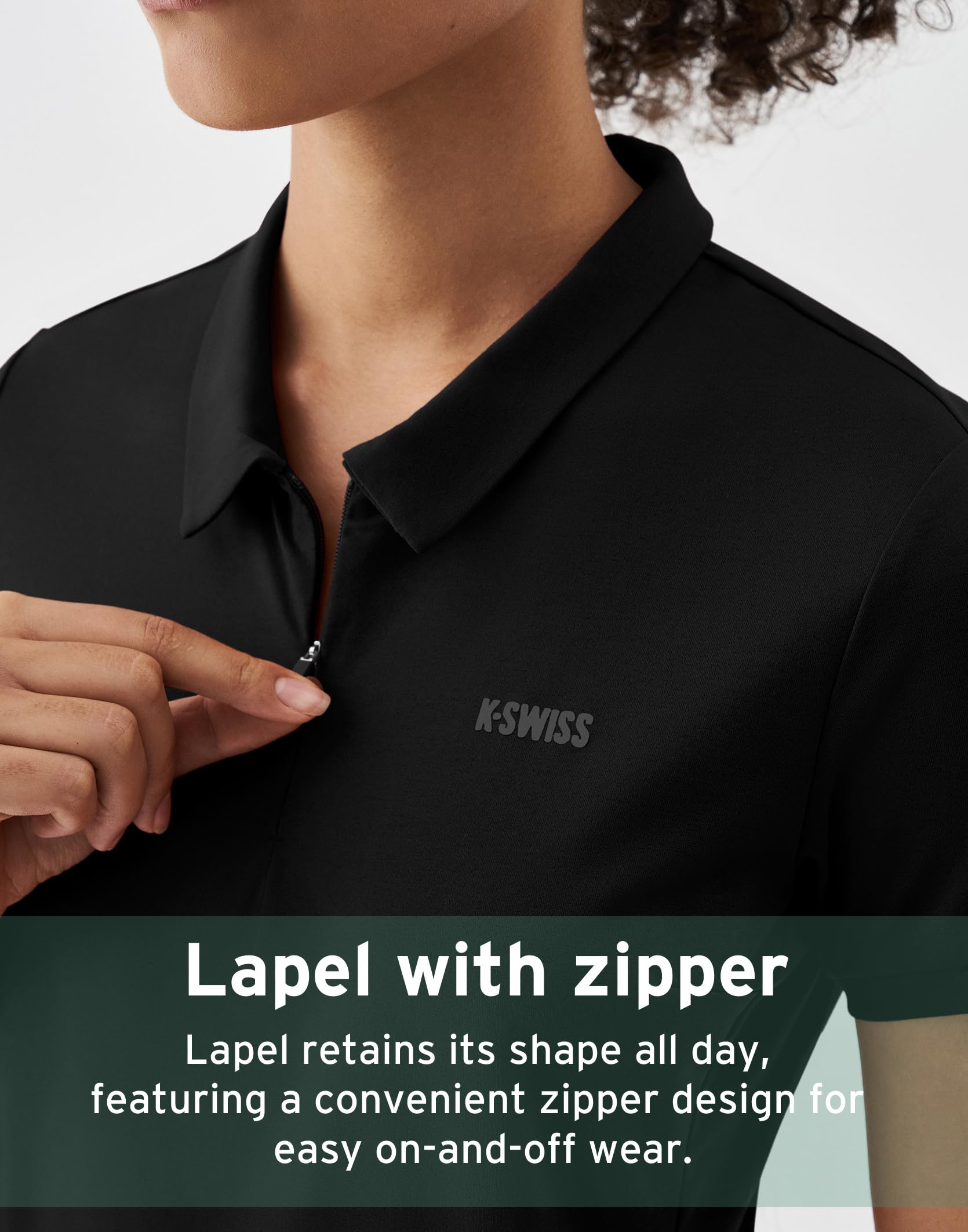 K-Swiss Women's Crop Golf Shirt - Short Sleeve with Zip Up Quick Dry Stretch Tennis Collared Polo Shirts for Women Tops - Image 5