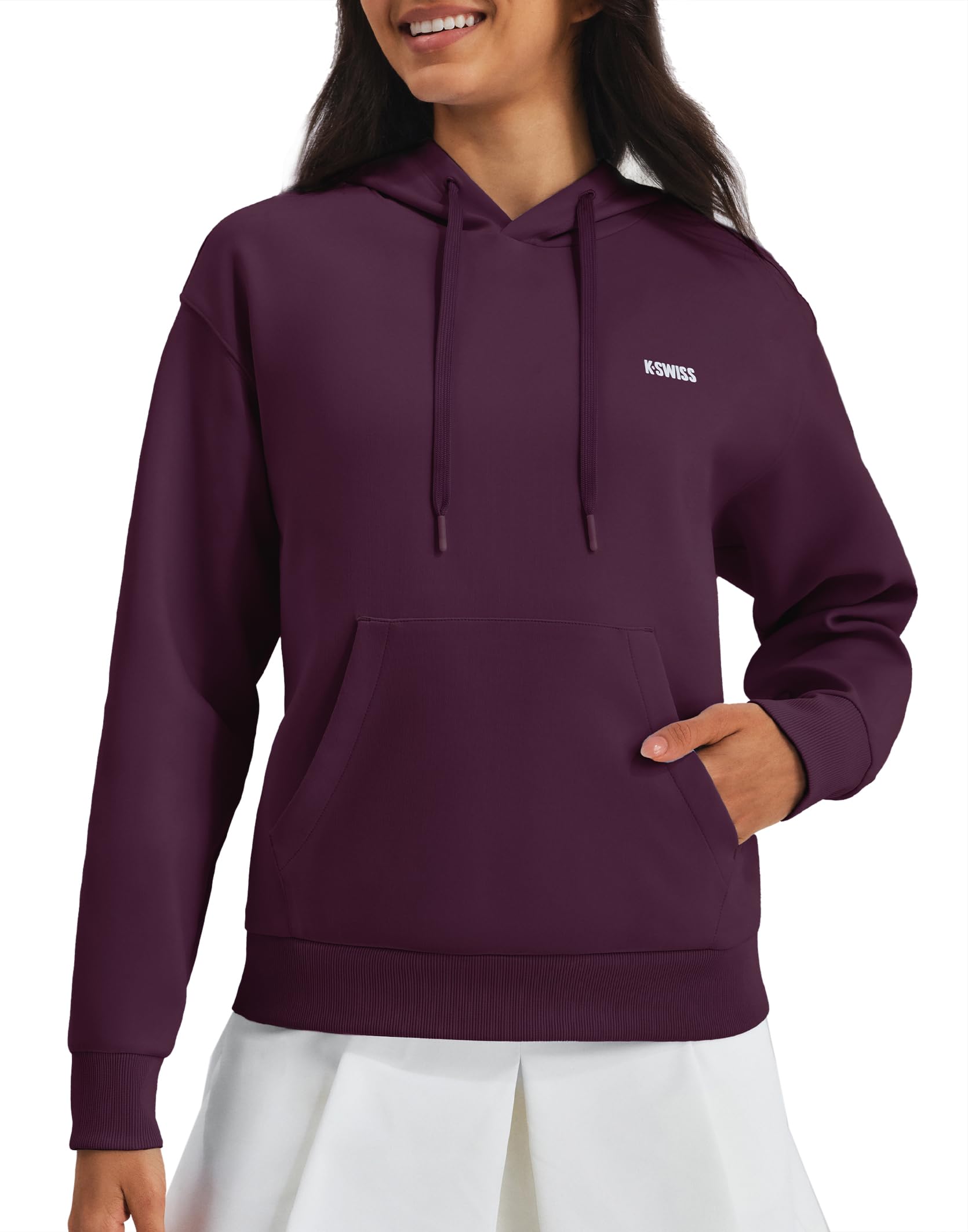 K-Swiss Women's Hoodies - Crop Pullover Casual Athletic Workout Clothes