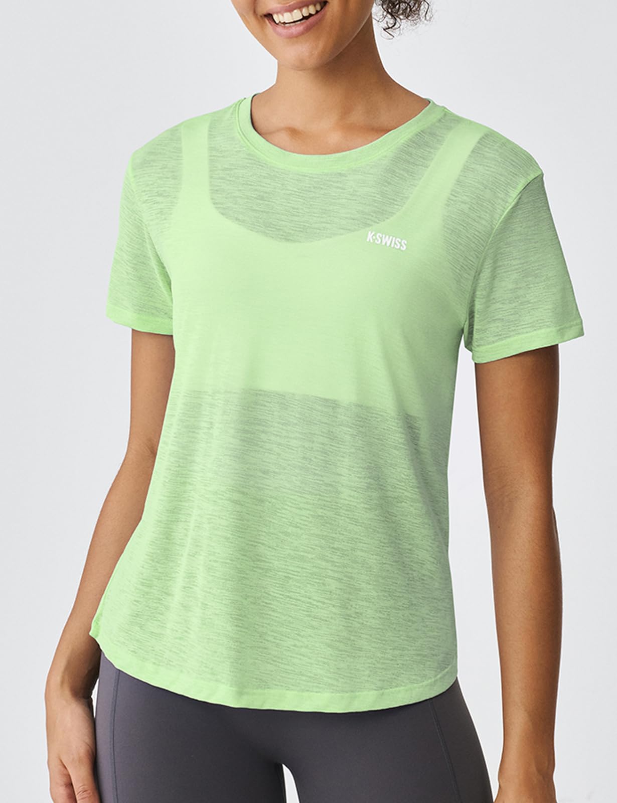 K-Swiss Women's Open Back Workout Tops - Sheer Lightweight Yoga Athletic Gym Cover Up Loose Fit Shirt - Image 2