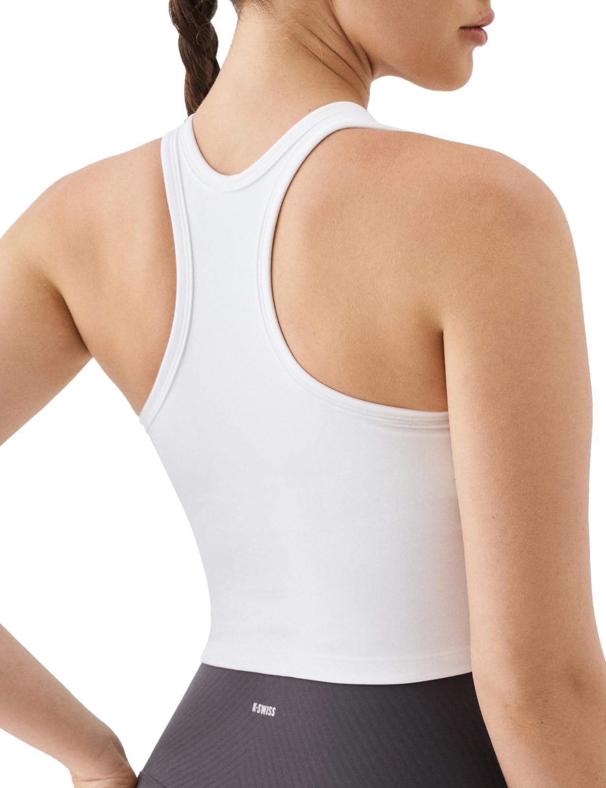 K-Swiss Women's Racerback Crop Tank Top with Built-in Padding - Longline Sports Bra for Workout Yoga Gym