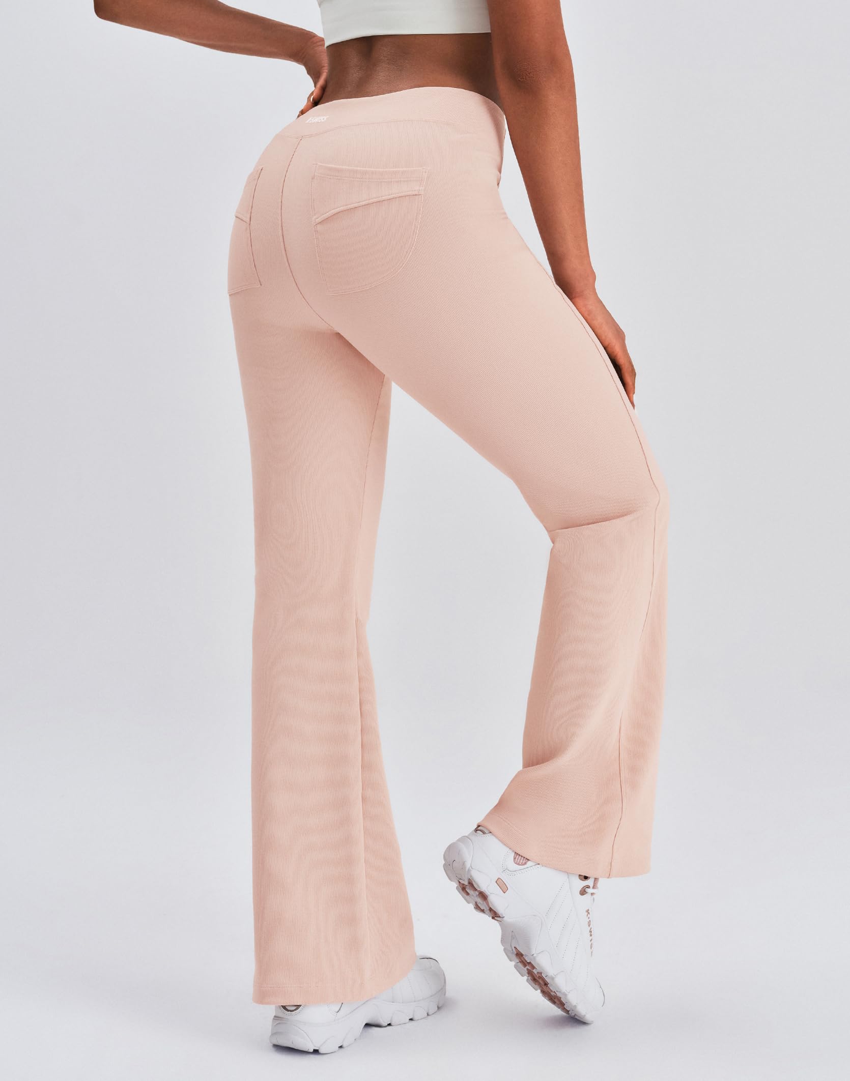K-Swiss Women's Ribbed Flare Leggings - High Waisted Fleece Lined Bootcut Yoga Pants with Pockets for Lounge Work Casual - Image 2