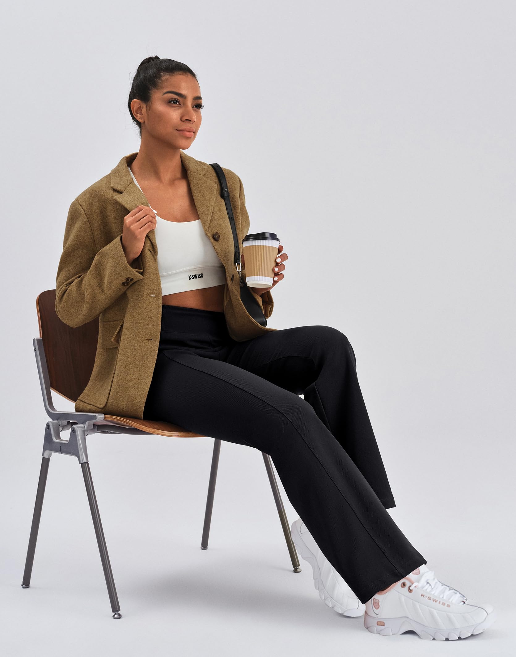 K-Swiss Women's Ribbed Flare Leggings - High Waisted Fleece Lined Bootcut Yoga Pants with Pockets for Lounge Work Casual - Image 7