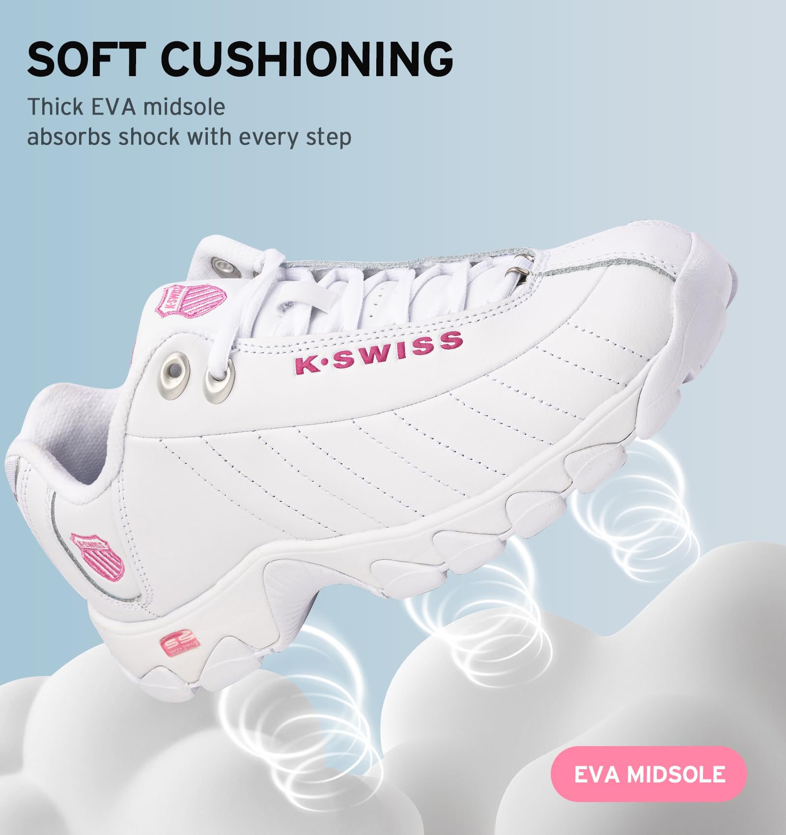 K-Swiss Women's ST329 CMF Sneaker, Wide Tennis Walking Leather Shoes - Image 5