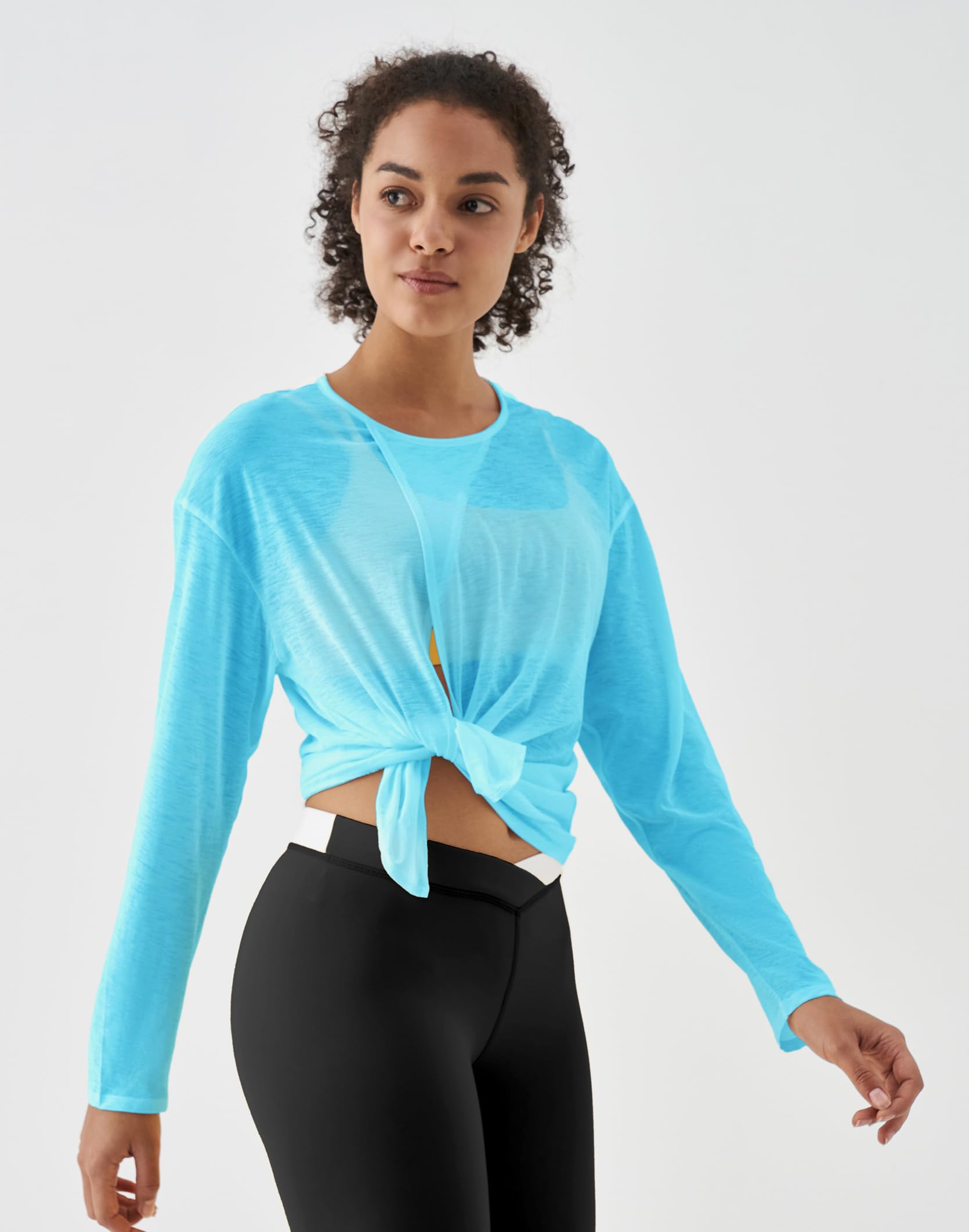 K-Swiss Women's Wrap Tie Top - Long Sleeve Self Tie Tops - Relax Fit Crew Neck Workout Tops for Pilates Yoga Gym - Image 2