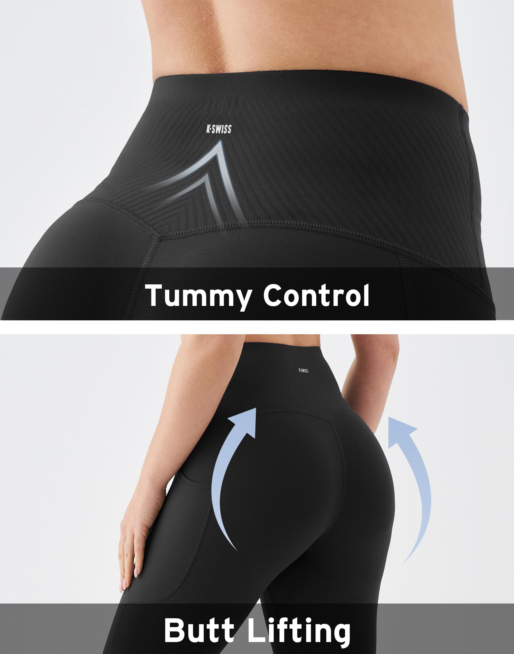 K-Swiss Workout Leggings for Women - No Front Seam High Waist Stretchy Soft Yoga Pants Gym Casual - Image 5