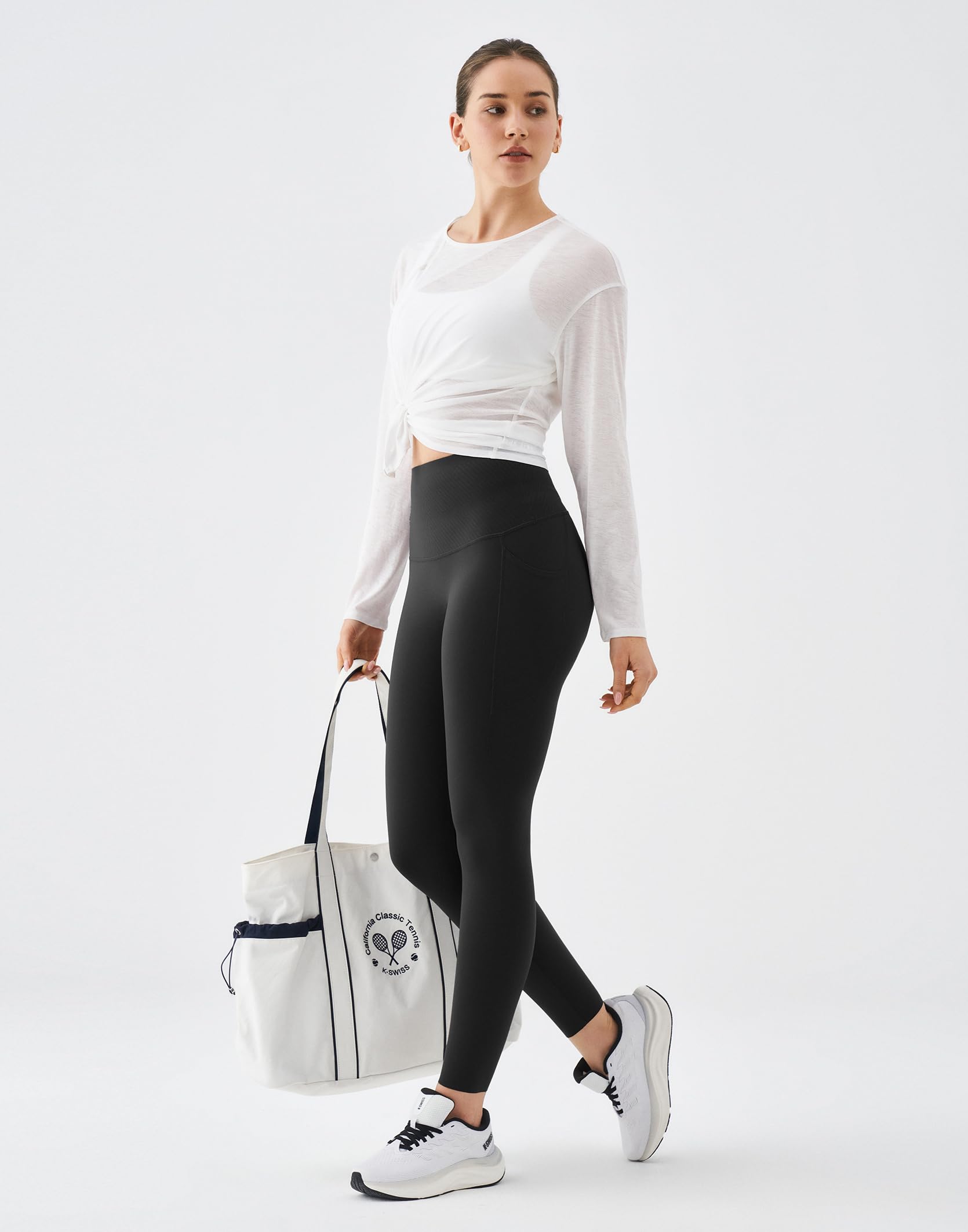 K-Swiss Workout Leggings for Women - No Front Seam High Waist Stretchy Soft Yoga Pants Gym Casual - Image 6