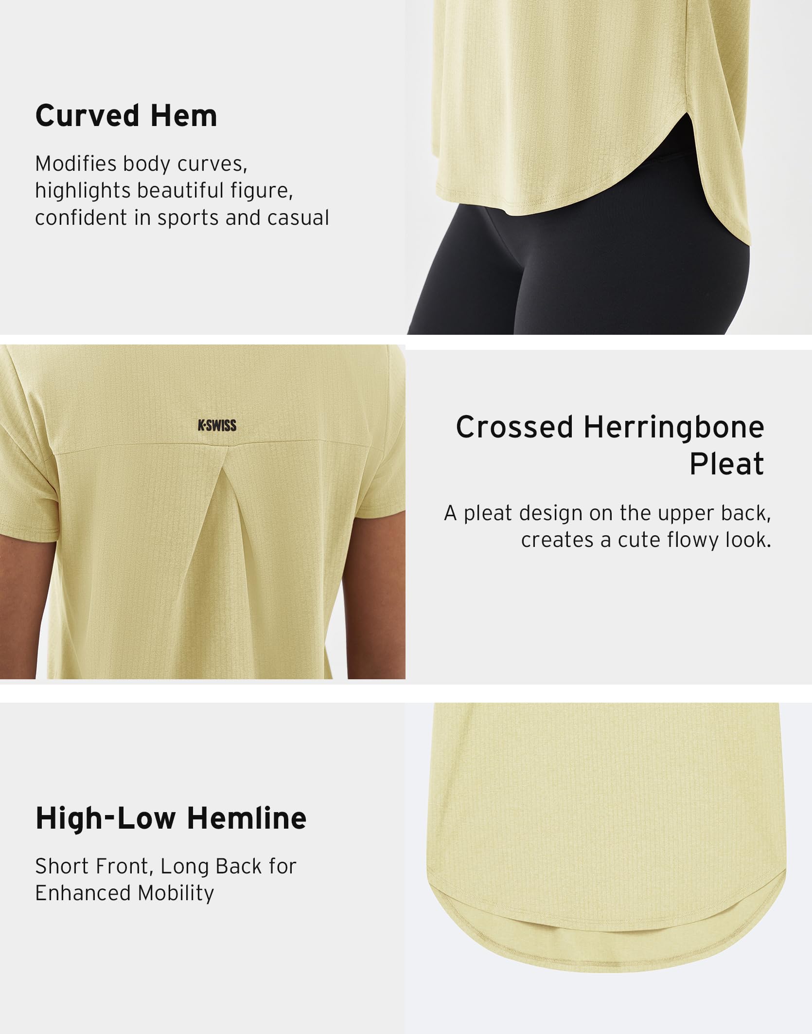 K-Swiss Workout Tops for Women - Short Sleeve Loose Yoga T-Shirts Breathable Running Athletic Tee Shirts - Image 5
